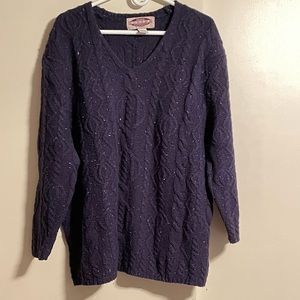 Plus Size (3X) 100% Wool Sweater (Navy Blue)